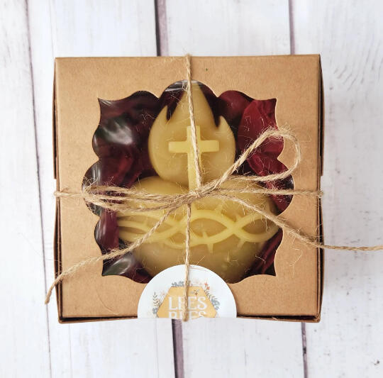 Packaged Sacred Heart of Jesus candle